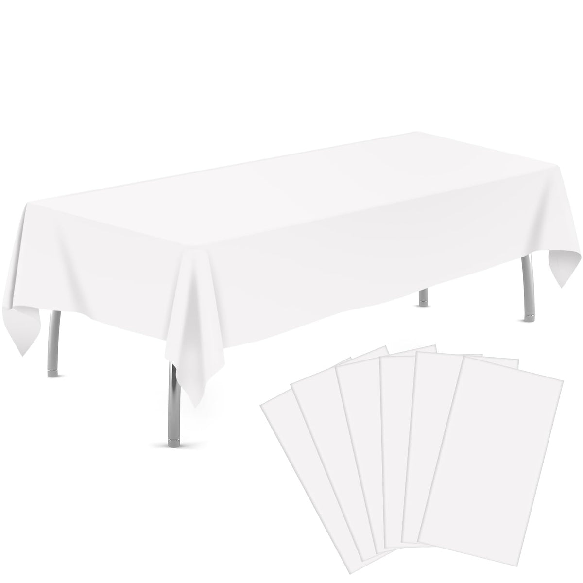 tujol Pink 6 Pack Plastic Table Cloth 54" x 108", Disposable Tablecloths Rectangle Table Cover, Plastic Tablecloths for Parties