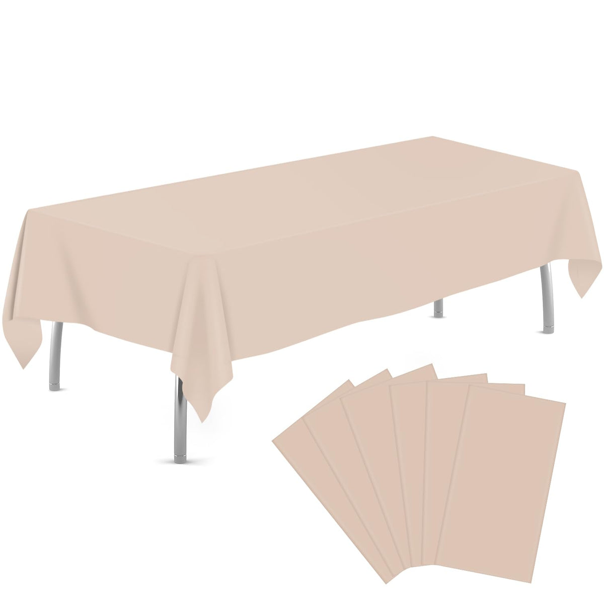tujol Pink 6 Pack Plastic Table Cloth 54" x 108", Disposable Tablecloths Rectangle Table Cover, Plastic Tablecloths for Parties