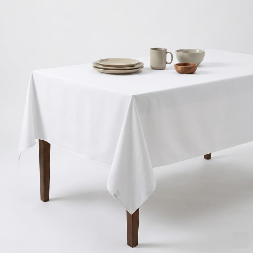 Urban Villa Tablecloth Cotton Tabletop 60x84 (6-8 Seats) White