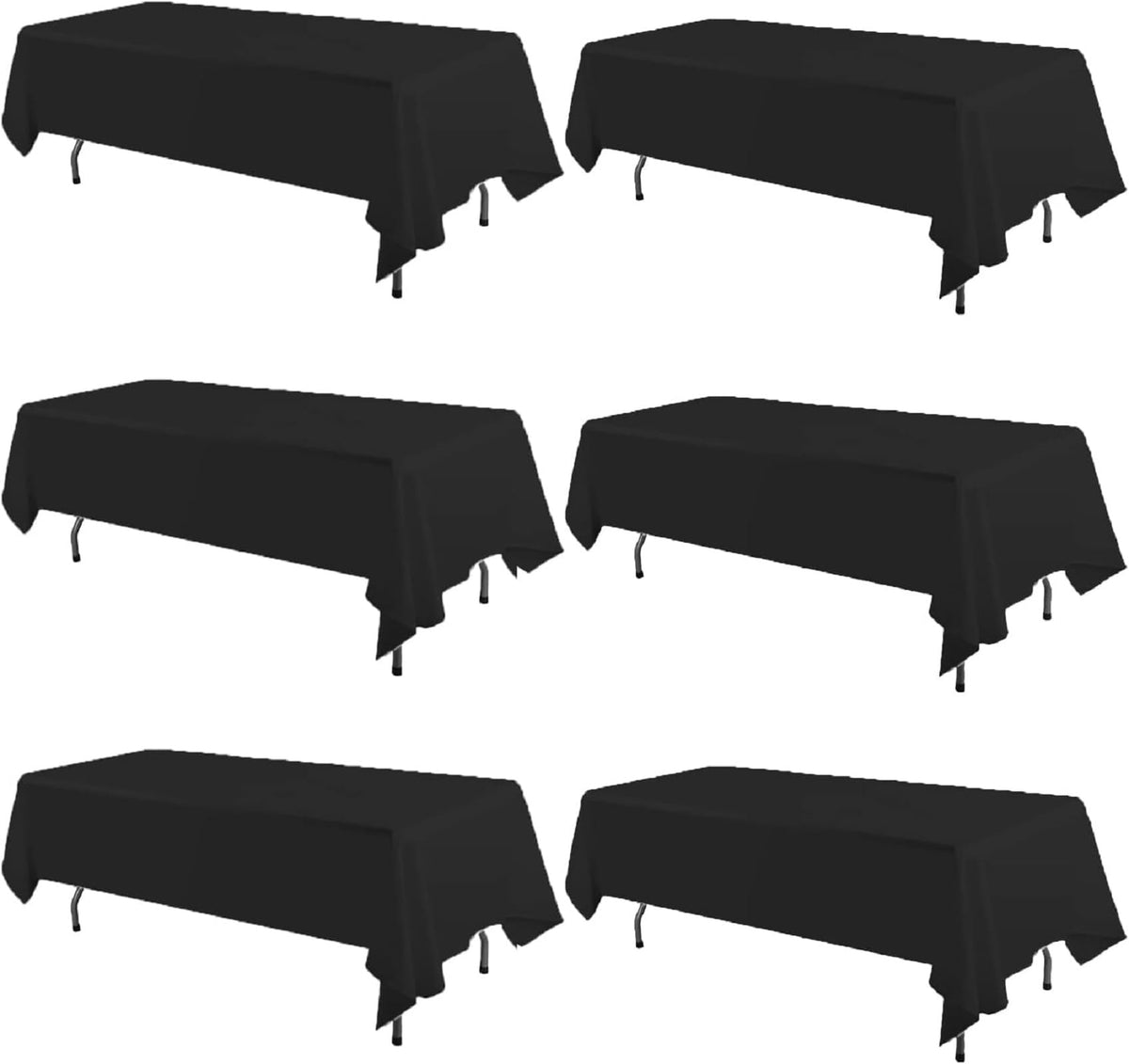 FINDYOU Ivory 6 Pack Polyester Table Cloth 60 x 102 Inch, Rectangle Tablecloths for 6 Foot Tables Washable Table Cloth for Party Wedding