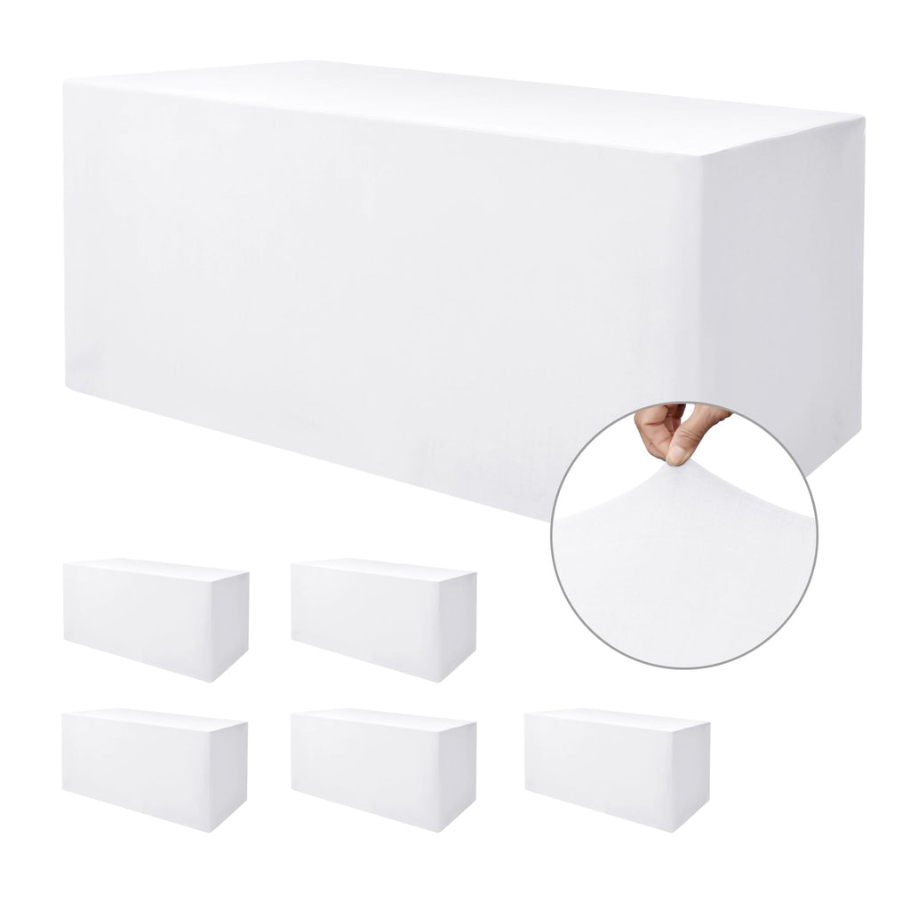 Black Rectangle Spandex Table Clothes For 6 Foot Rectangle Tables 4 Pack