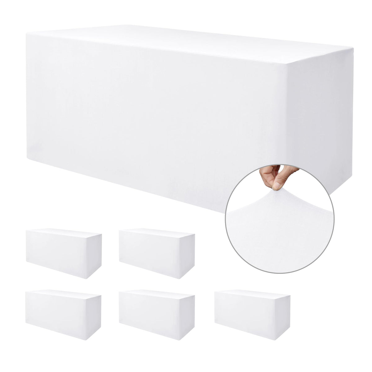 Black Rectangle Spandex Table Clothes For 6 Foot Rectangle Tables 4 Pack