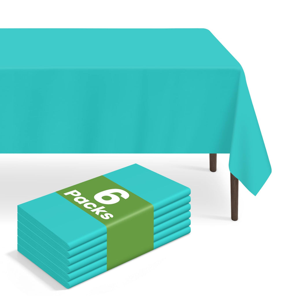 6 Pack Disposable Blue Gingham Plastic Tablecloth, 54 x 108 Inch