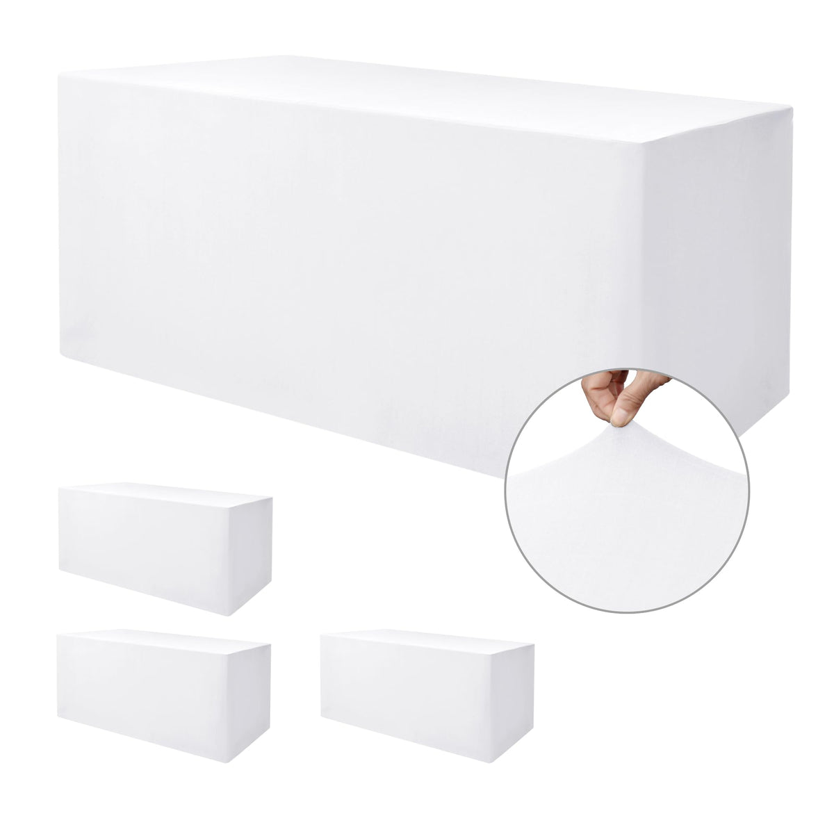 Black Rectangle Spandex Table Clothes For 6 Foot Rectangle Tables 4 Pack