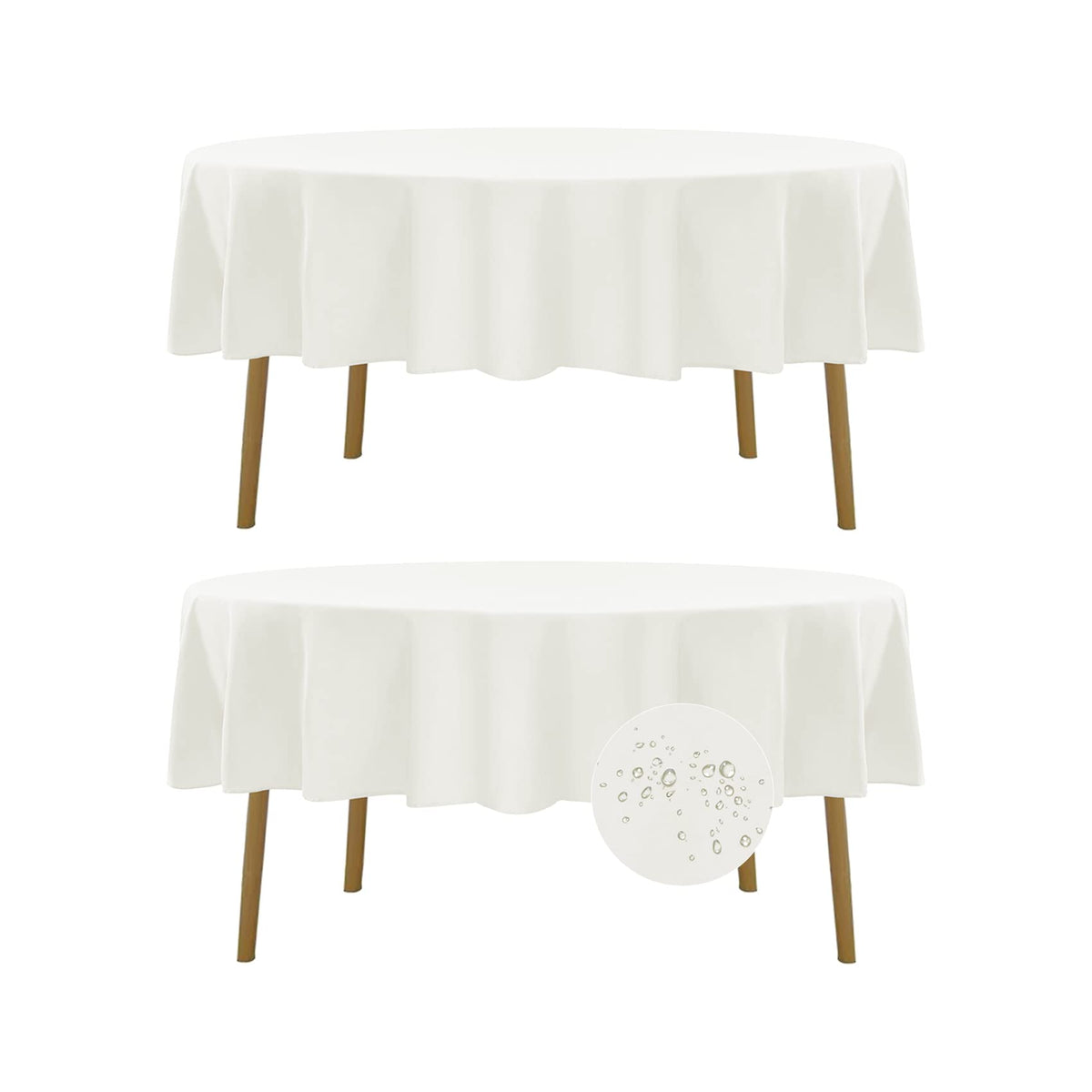 Fokitut 2 Pack Waterproof Rectangle Tablecloth, 60x120 Inch,Stain Resistant and Wrinkle Polyester Table Cloth, Fabric Table Cover for Kitchen Dining, Wedding, Party, Holiday Dinner-White