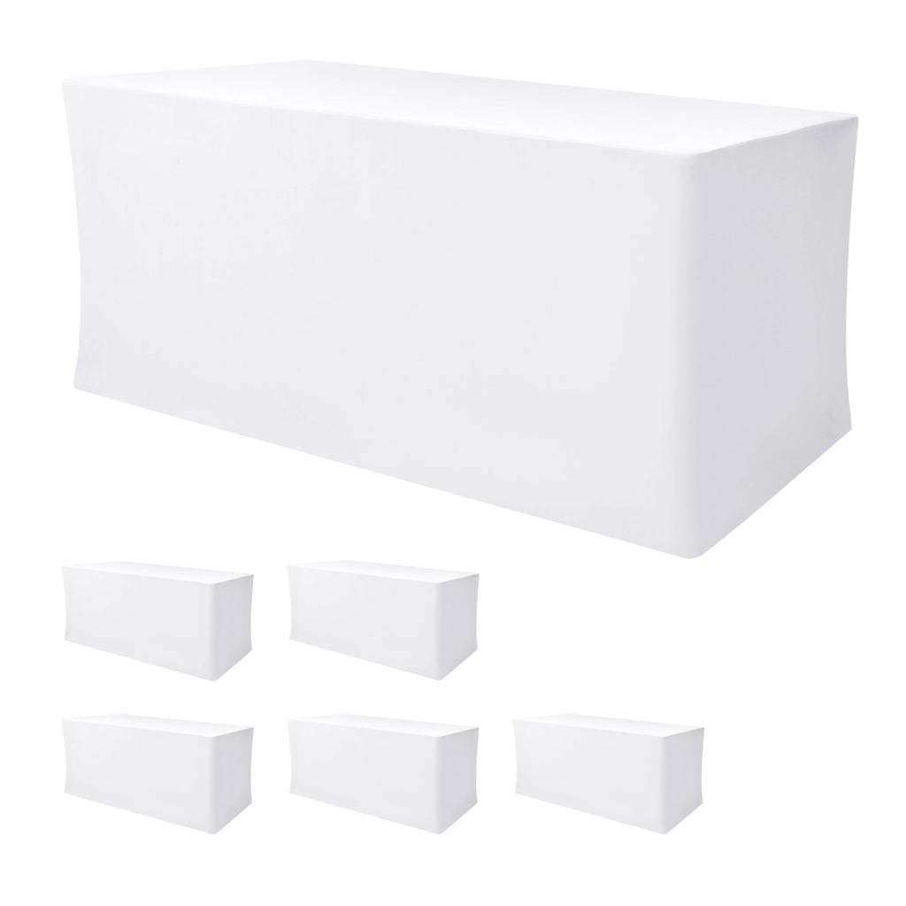 Black Rectangle Spandex Table Clothes For 6 Foot Rectangle Tables 4 Pack