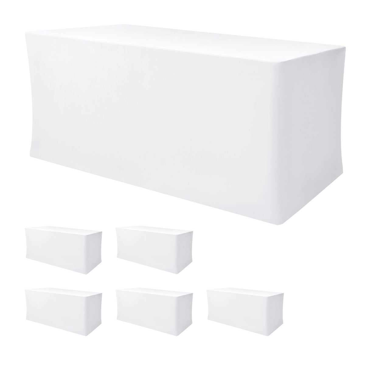 Black Rectangle Spandex Table Clothes For 6 Foot Rectangle Tables 4 Pack
