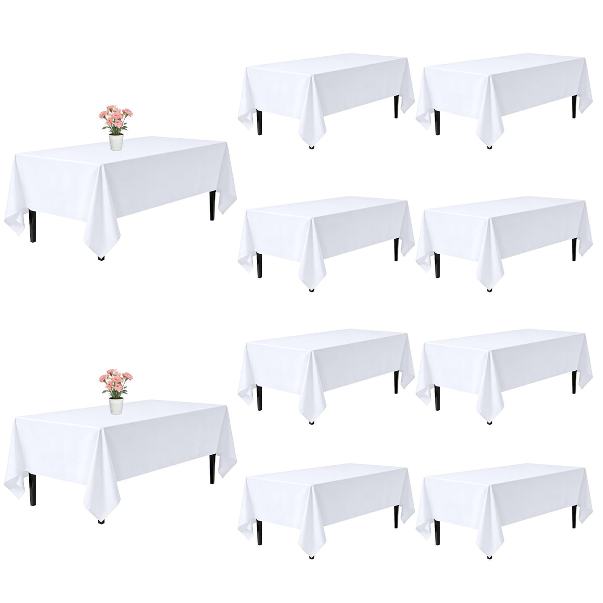 10 Pack Black Tablecloths 60 x 126 Inch for 8 Foot Rectangle Tables