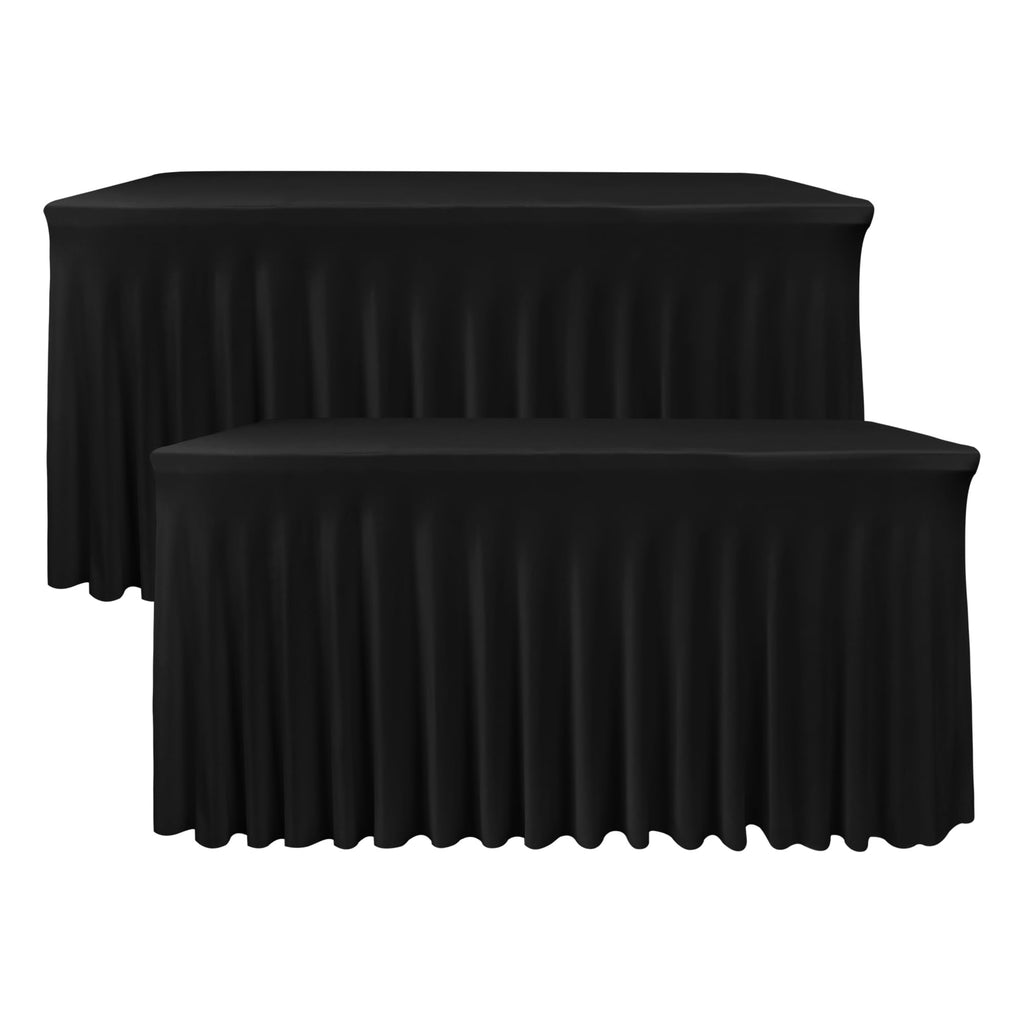 Black Rectangle Spandex Table Clothes For 6 Foot Rectangle Tables 4 Pack