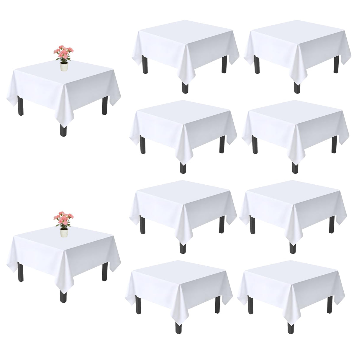 10 Pack Black Tablecloths 60 x 126 Inch for 8 Foot Rectangle Tables