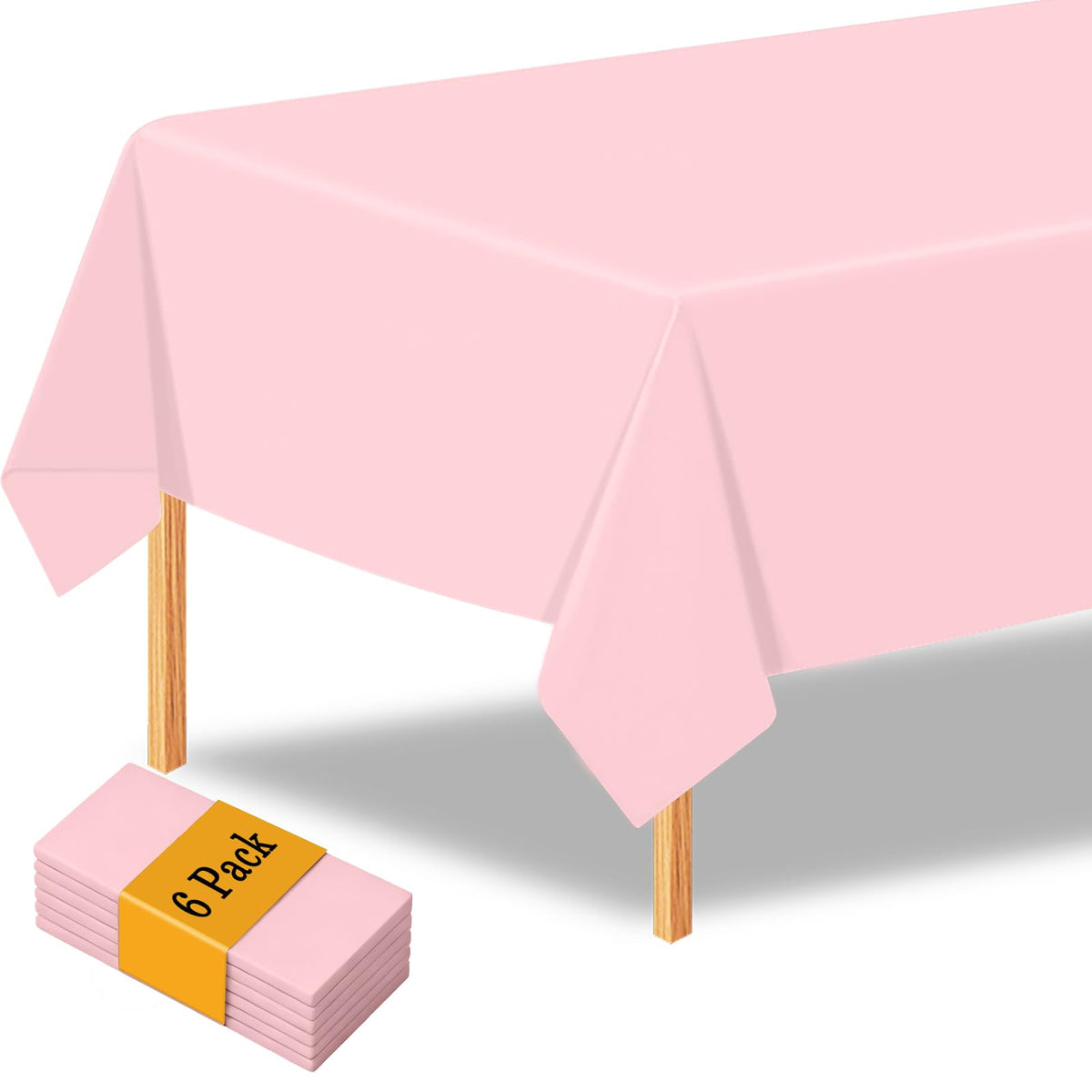 6 Packs Plastic Pastel Color Tablecloths,Assorted Color Table Cloth Disposable Rectangle Table Covers for for Birthday Baby Shower Wedding Princess Ice Cream(54" x 108")