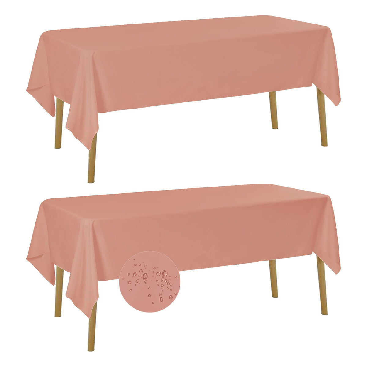Fokitut 2 Pack Waterproof Rectangle Tablecloth, 60x120 Inch,Stain Resistant and Wrinkle Polyester Table Cloth, Fabric Table Cover for Kitchen Dining, Wedding, Party, Holiday Dinner-White