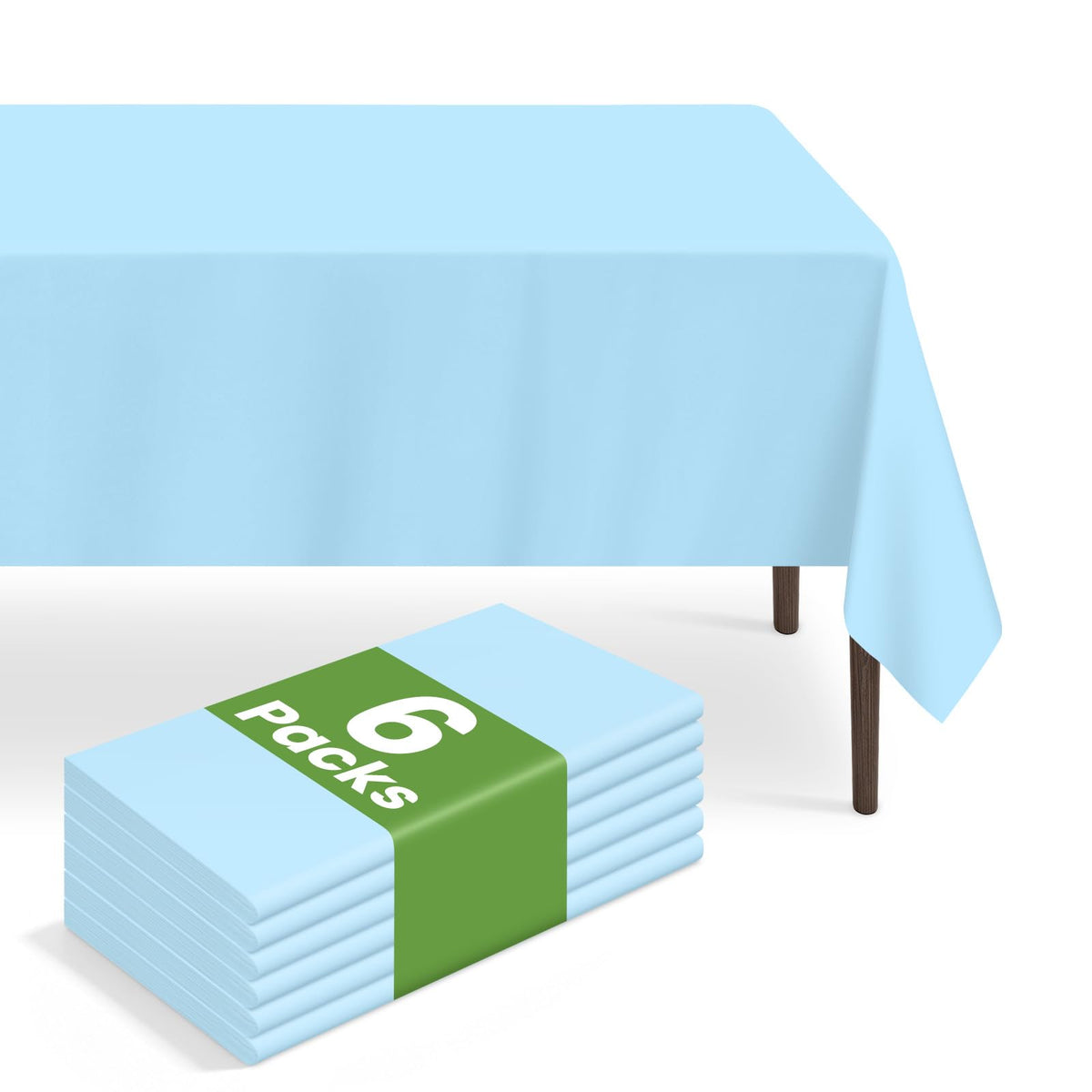 6 Pack Disposable Blue Gingham Plastic Tablecloth, 54 x 108 Inch