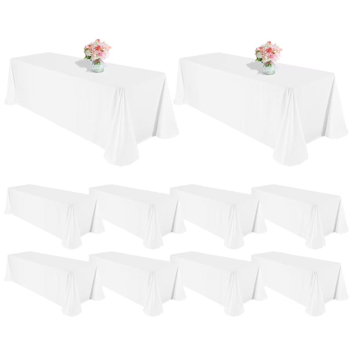 10 Packs 120 Inch Hot Pink Round Polyester Tablecloths