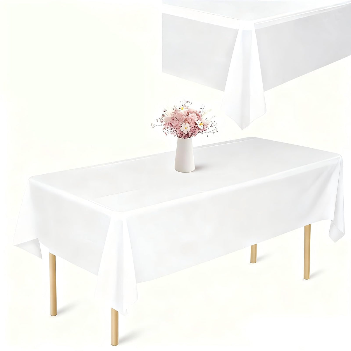 TWINPRET 2 Pack Grey Tablecloths 60x102 Inch for 6 Feet Rectangle Tables