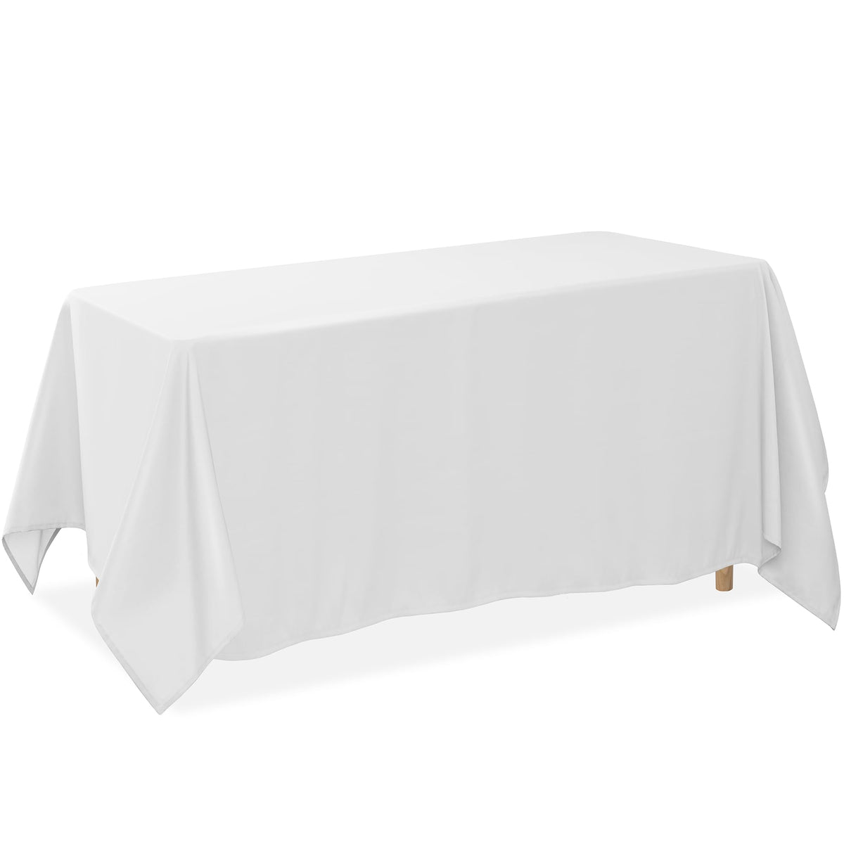Lann's Linens 90 x 132 Inch Rectangular Tablecloth, Washable Polyester Fabric Table Cloth for Dining Tables, Parties, Restaurants, Weddings - Beige