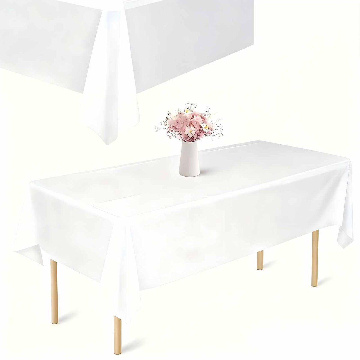 TWINPRET 2 Pack Grey Tablecloths 60x102 Inch for 6 Feet Rectangle Tables