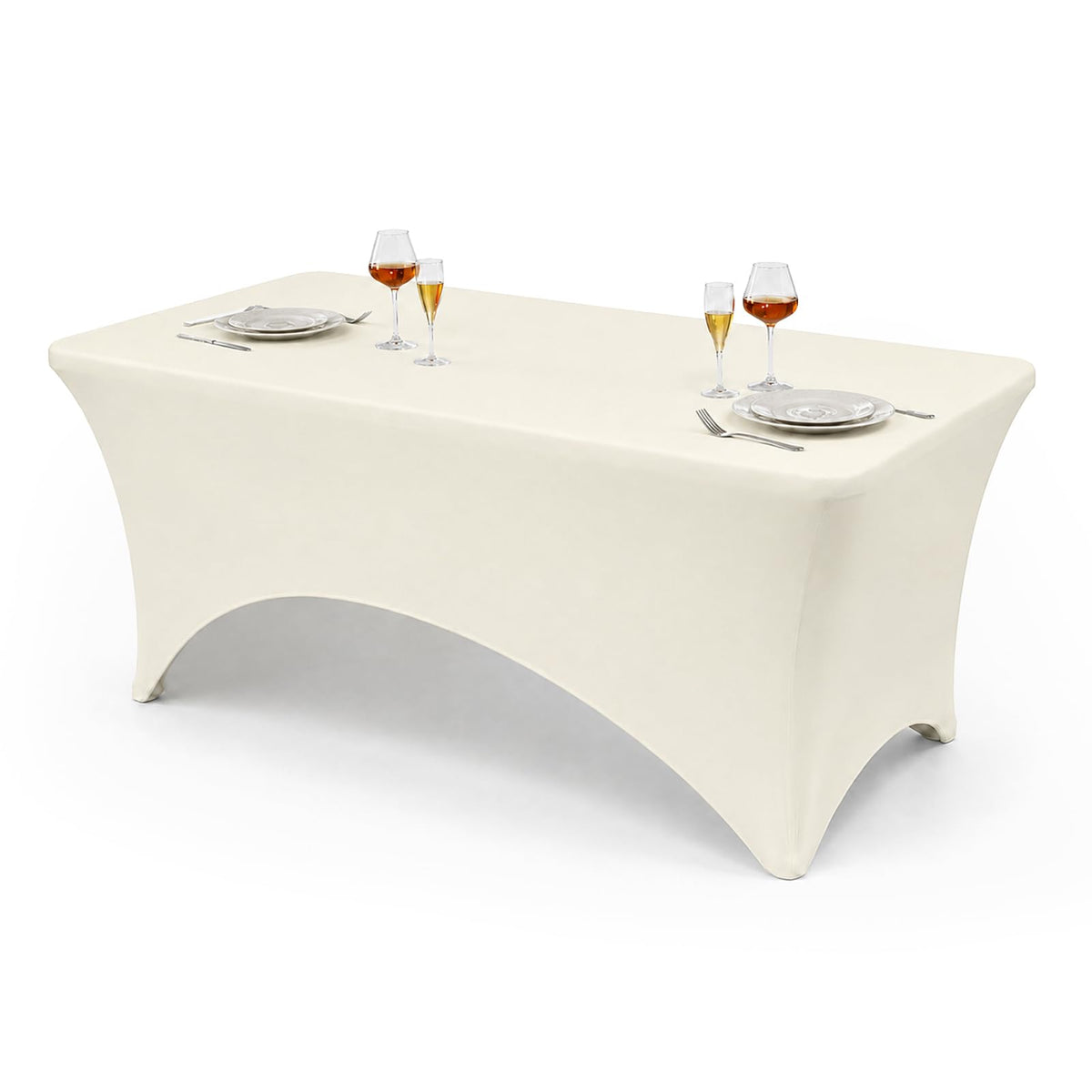 VidaFete Classic Series 140GSM Spandex Tablecloth 2Pcs, 6ft, White