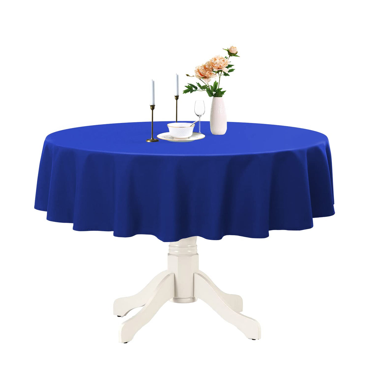 Romanstile Round Tablecloth 70 Inch, Navy Blue