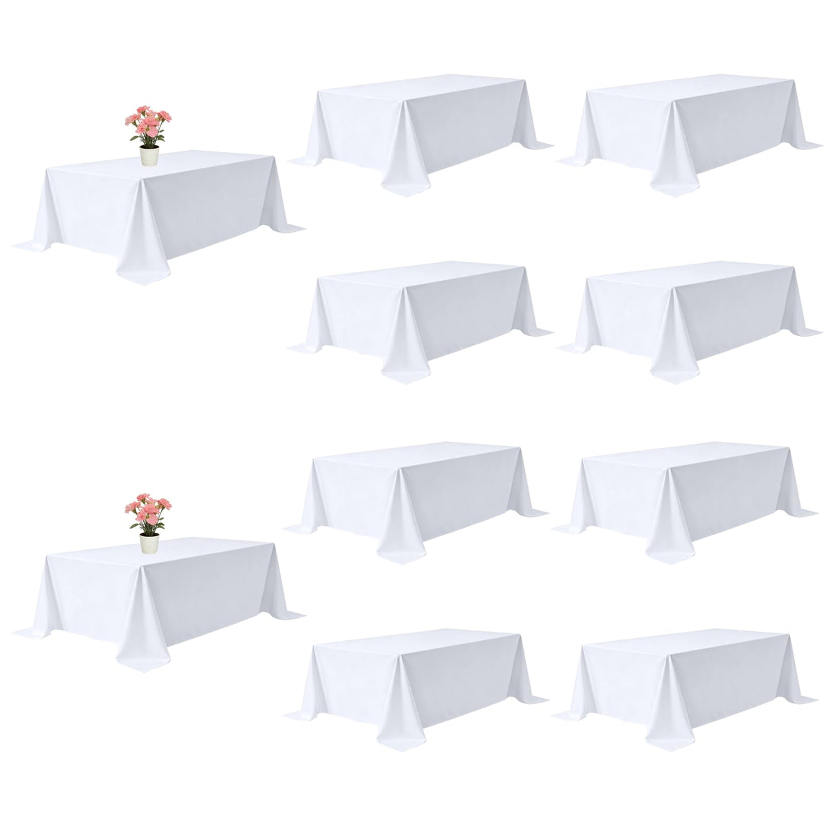 10 Pack Black Tablecloths 60 x 126 Inch for 8 Foot Rectangle Tables