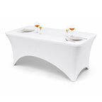 VidaFete Classic Series 140GSM Spandex Tablecloth 2Pcs, 6ft, White