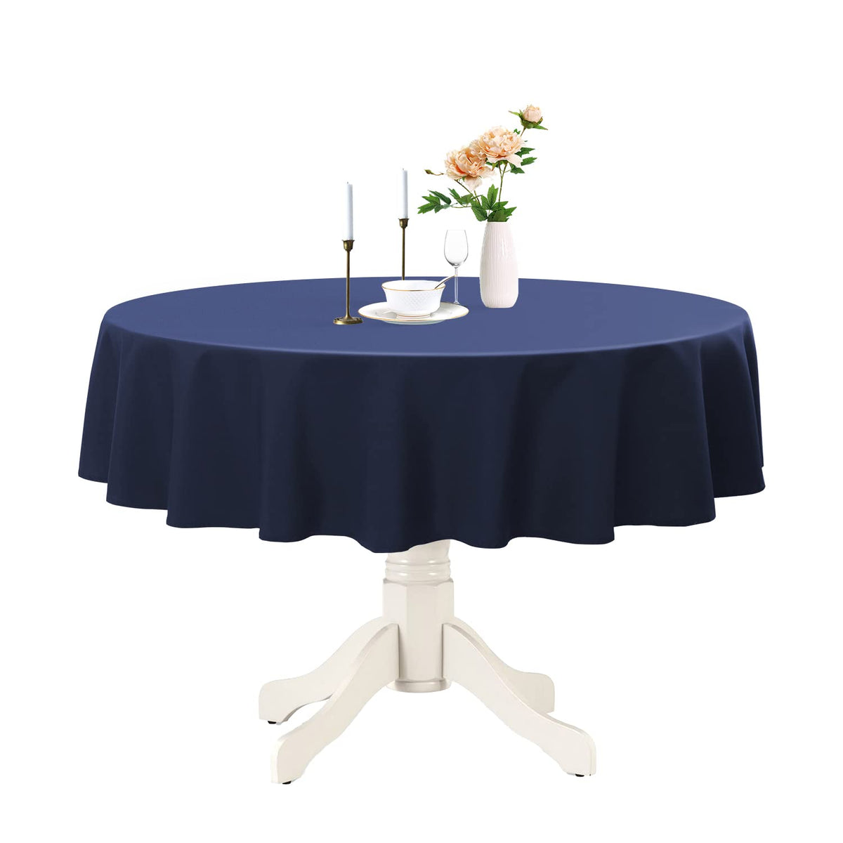 Romanstile Round Tablecloth 70 Inch, Navy Blue
