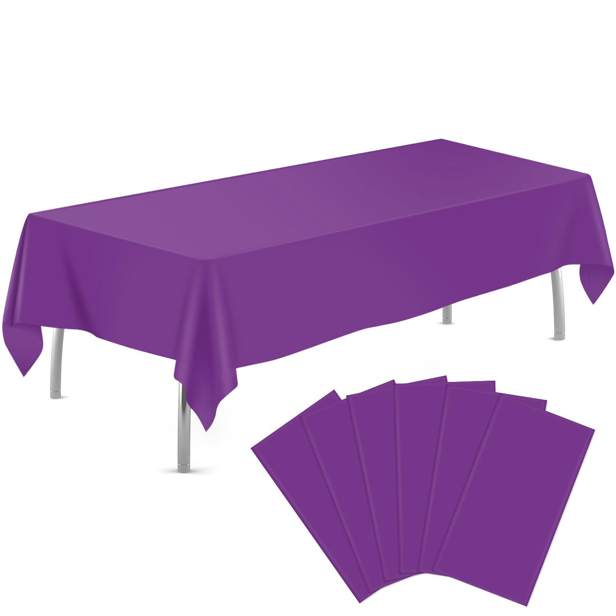 tujol Pink 6 Pack Plastic Table Cloth 54" x 108", Disposable Tablecloths Rectangle Table Cover, Plastic Tablecloths for Parties