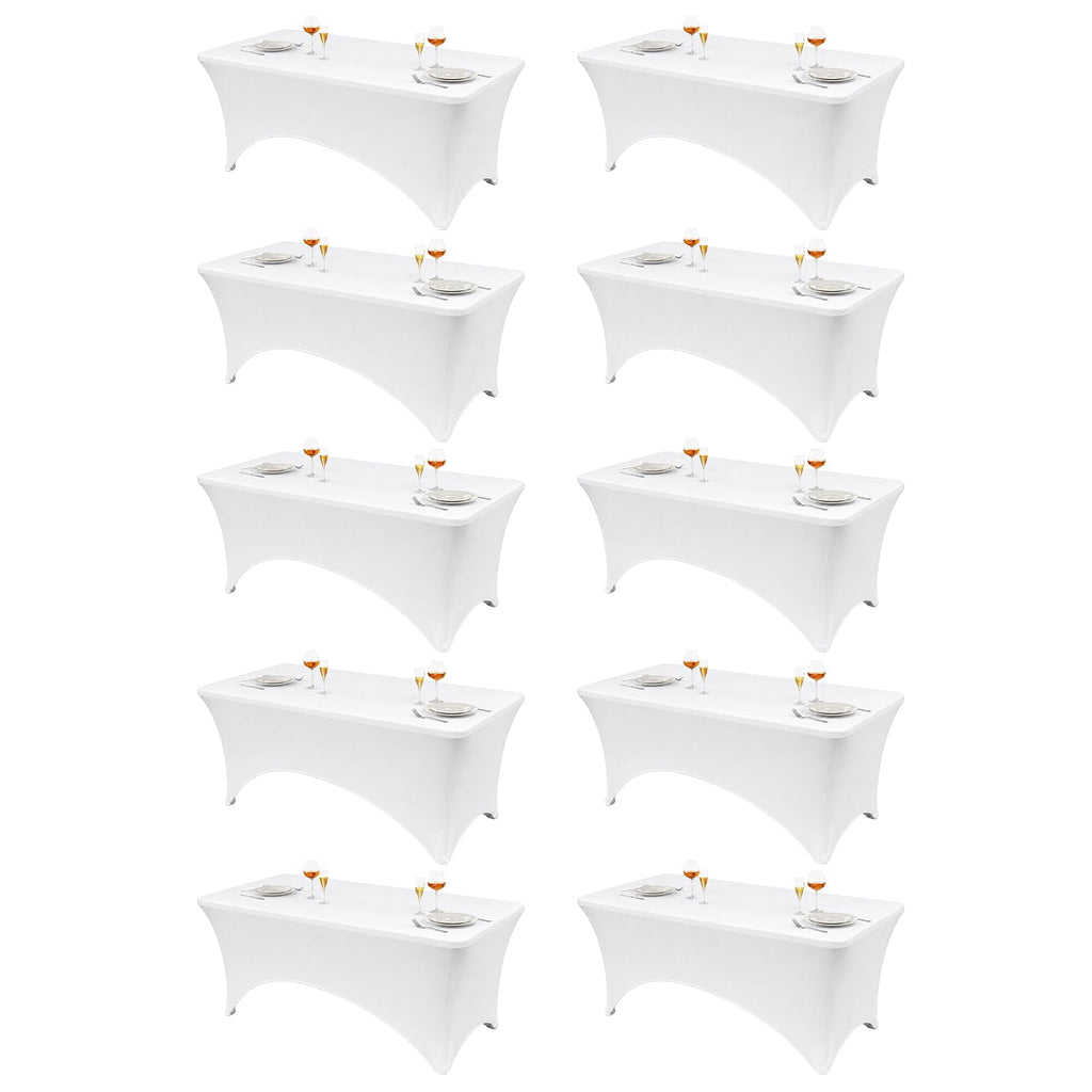 VidaFete Classic Series 140GSM Spandex Tablecloth 2Pcs, 6ft, White