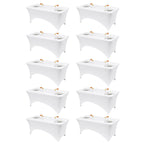 VidaFete Classic Series 140GSM Spandex Tablecloth 2Pcs, 6ft, White