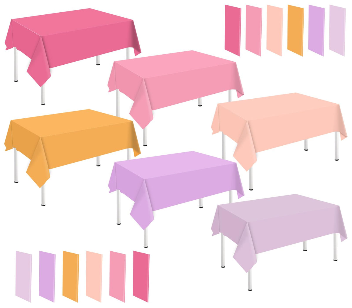 Whaline 24Pcs Neon Color Plastic Tablecloth, 6 Fluorescent Colors