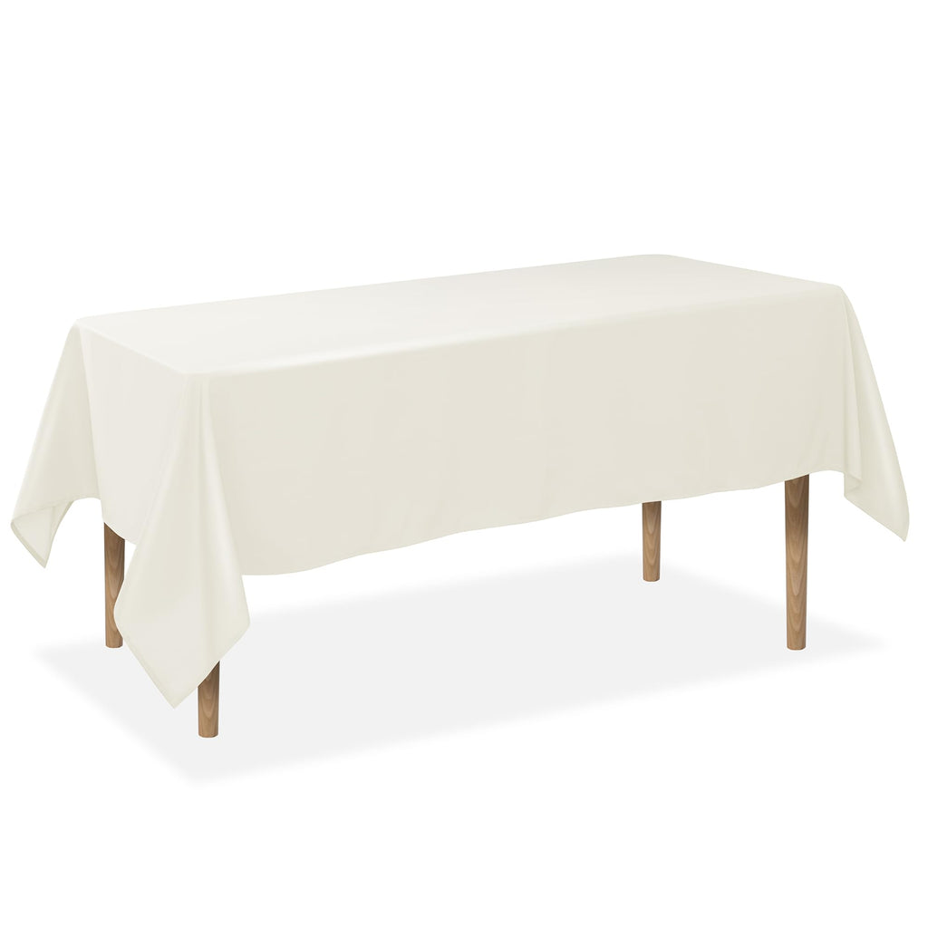 Lann's Linens 90 x 132 Inch Rectangular Tablecloth, Washable Polyester Fabric Table Cloth for Dining Tables, Parties, Restaurants, Weddings - Beige