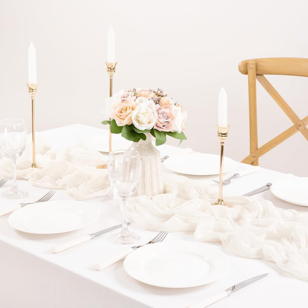 Ivory Cheesecloth Table Runner Farmhouse Fall Table Runner 10ft, 12 Pack