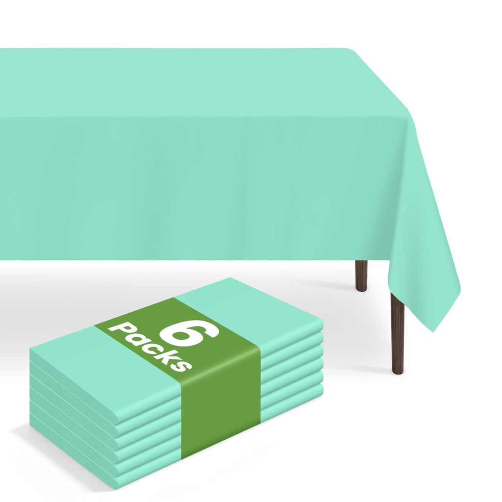6 Pack Disposable Blue Gingham Plastic Tablecloth, 54 x 108 Inch