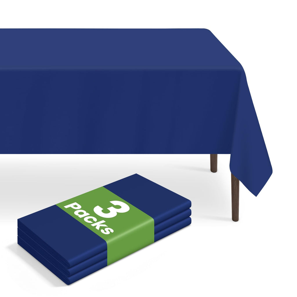 6 Pack Disposable Blue Gingham Plastic Tablecloth, 54 x 108 Inch