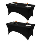 VidaFete Classic Series 140GSM Spandex Tablecloth 2Pcs, 6ft, White