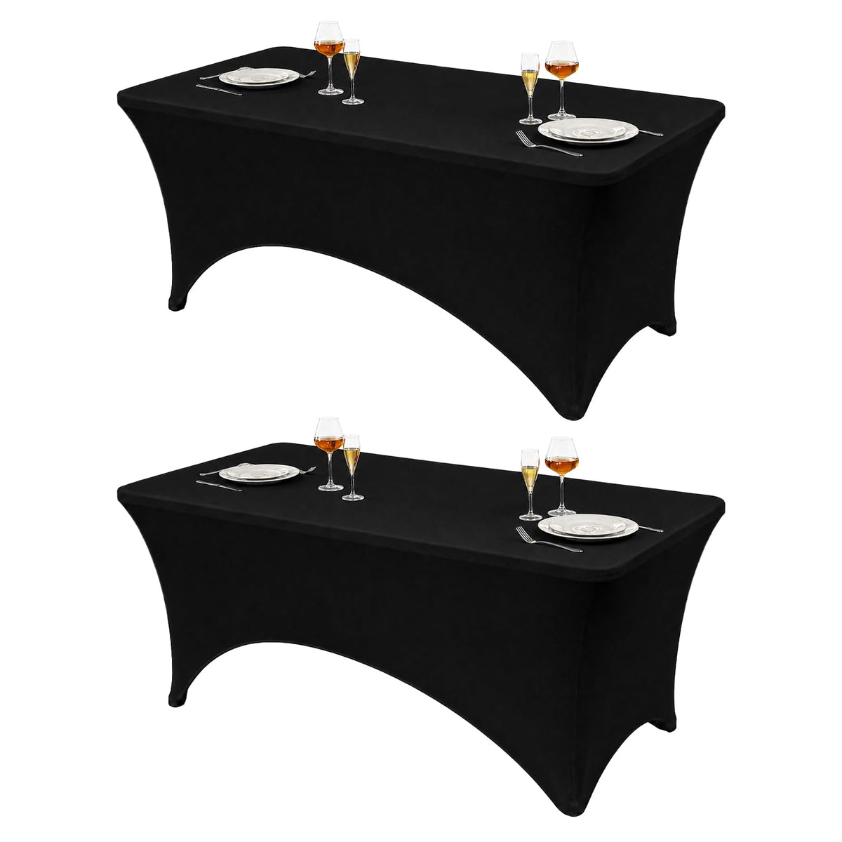 VidaFete Classic Series 140GSM Spandex Tablecloth 2Pcs, 6ft, White