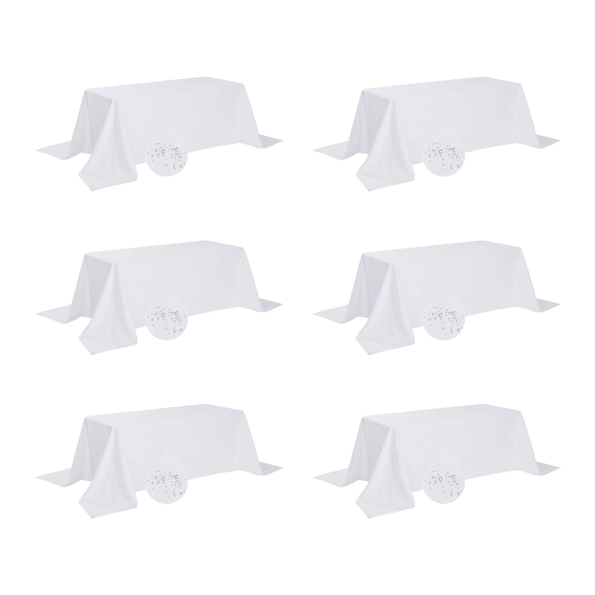 Fokitut 2 Pack Waterproof Rectangle Tablecloth, 60x120 Inch,Stain Resistant and Wrinkle Polyester Table Cloth, Fabric Table Cover for Kitchen Dining, Wedding, Party, Holiday Dinner-White