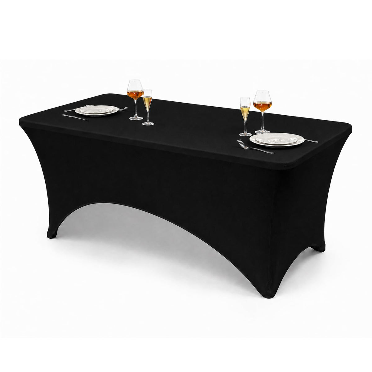 VidaFete Classic Series 140GSM Spandex Tablecloth 2Pcs, 6ft, White