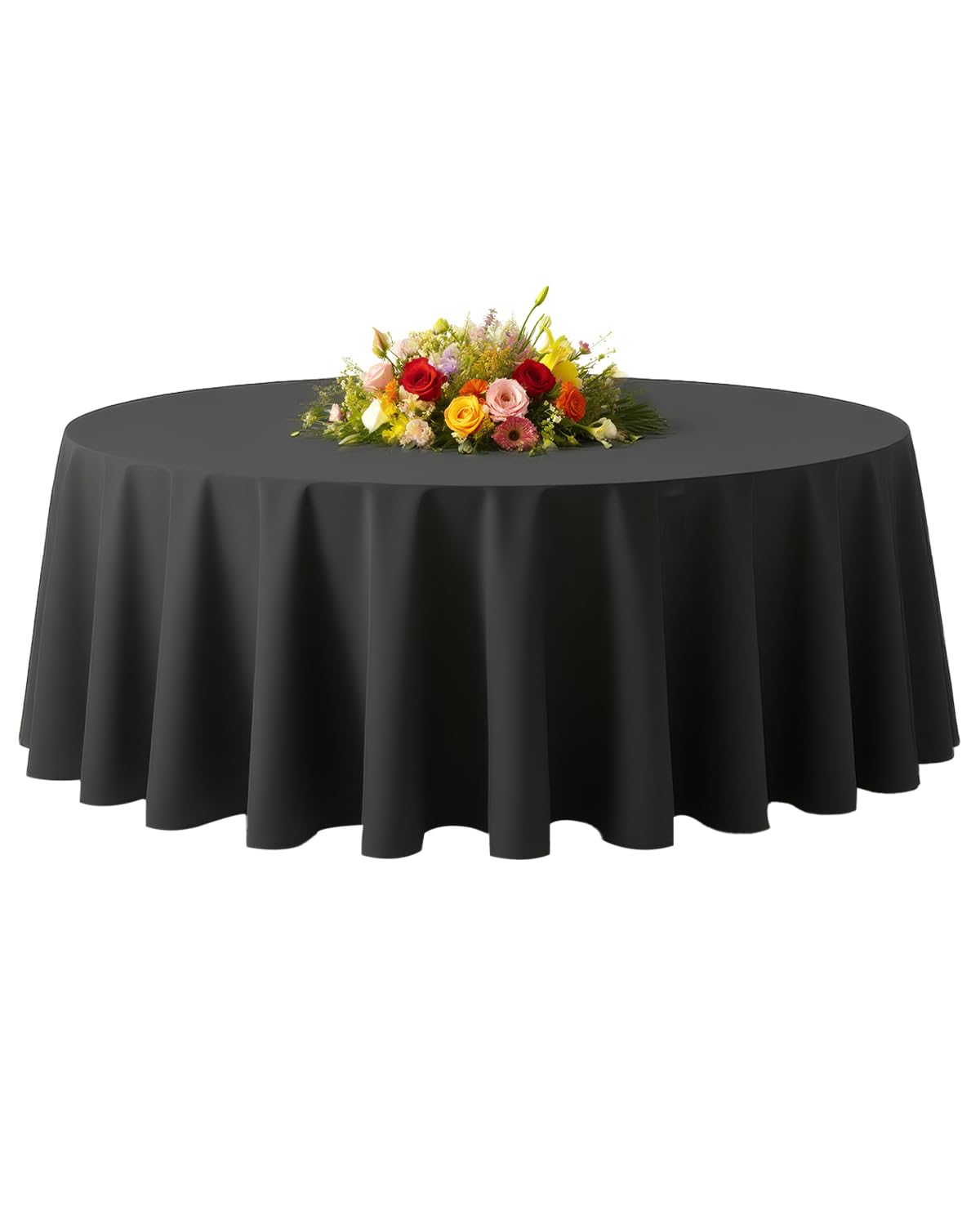 BESTVIP 6 Pack 120" Ivory Round Tablecloths | Fits 48"-78" Tables | Polyester Washable Fabric for Wedding, Party, Buffets,Banquet, Restaurant