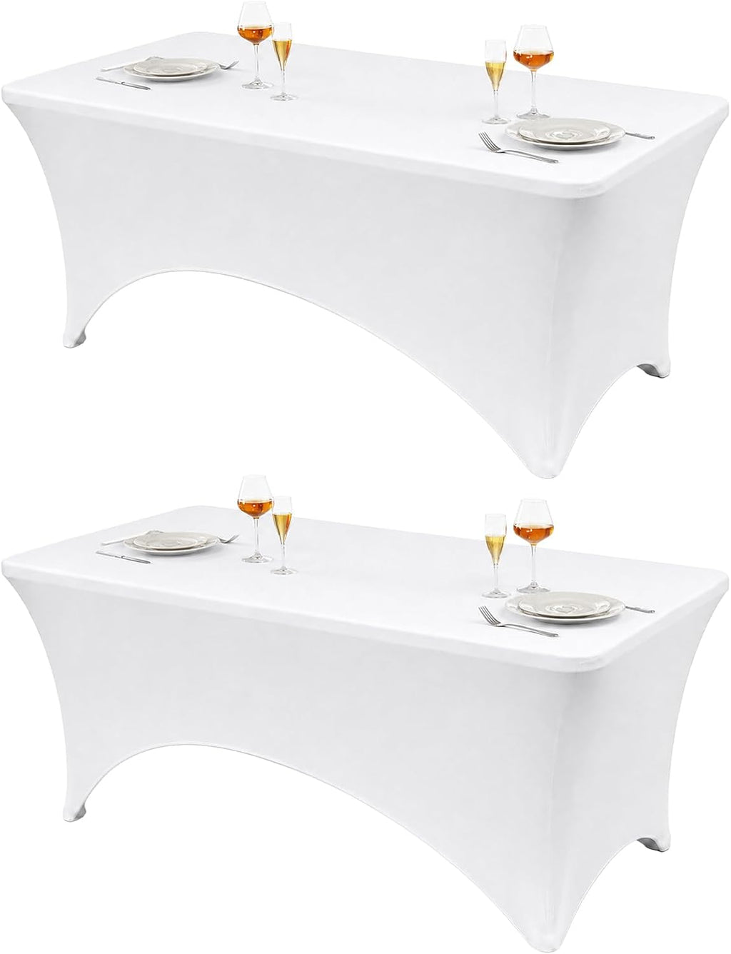 VidaFete Classic Series 140GSM Spandex Tablecloth 2Pcs, 6ft, White