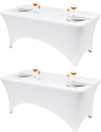 VidaFete Classic Series 140GSM Spandex Tablecloth 2Pcs, 6ft, White