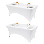 VidaFete Classic Series 140GSM Spandex Tablecloth 2Pcs, 6ft, White