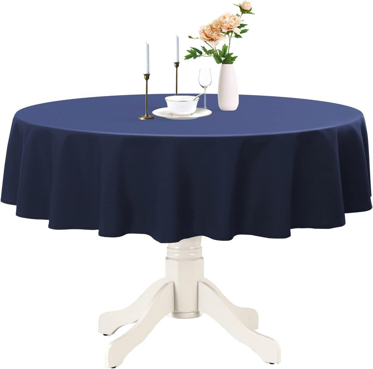Romanstile Round Tablecloth 70 Inch, Navy Blue