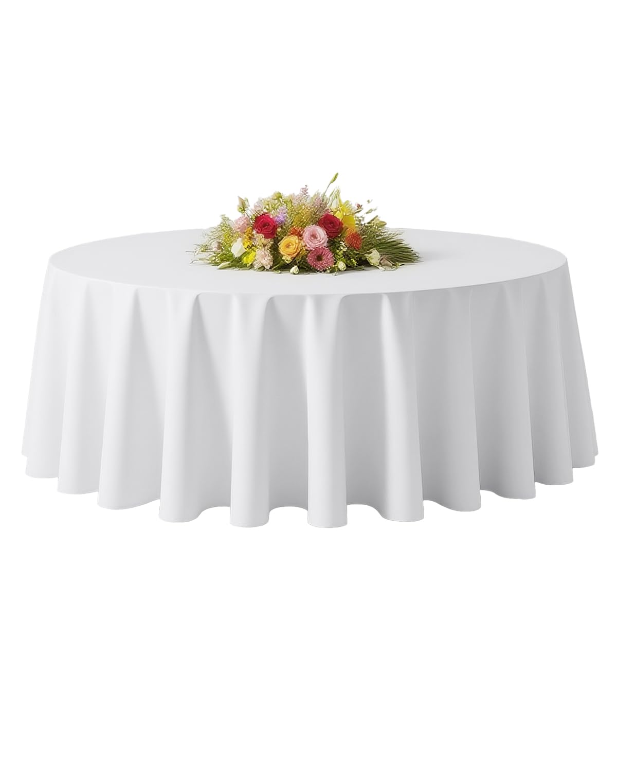 BESTVIP 6 Pack 120" Ivory Round Tablecloths | Fits 48"-78" Tables | Polyester Washable Fabric for Wedding, Party, Buffets,Banquet, Restaurant