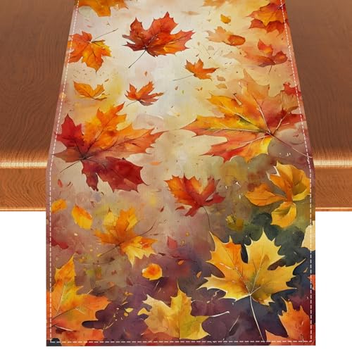 Rvsticty Fall Table Runner,Autumn Thanksgiving Decorations for Home Decor