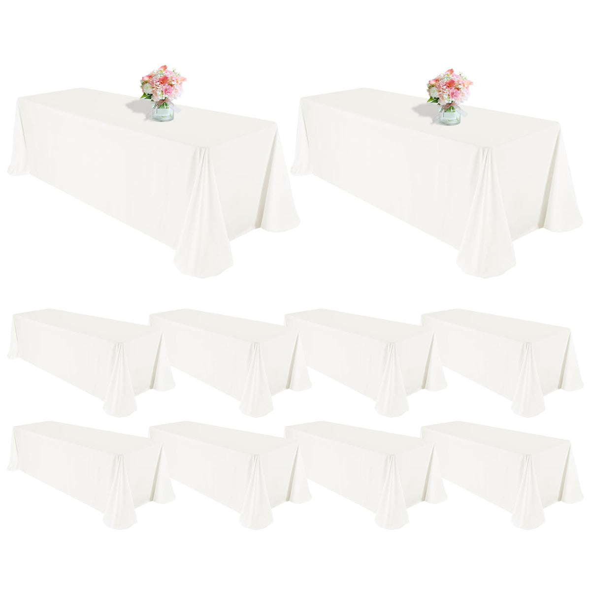 10 Packs 120 Inch Hot Pink Round Polyester Tablecloths