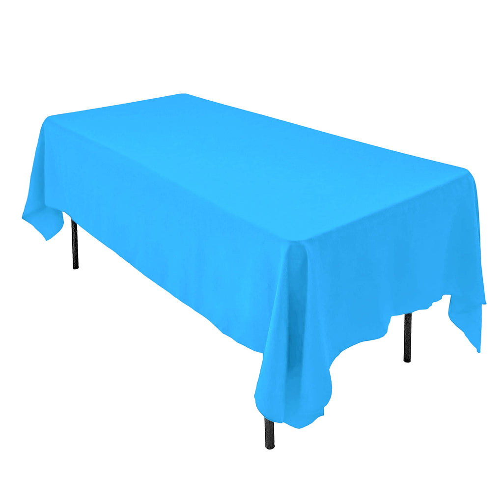 AK TRADING CO. 60 x 102-Inch Rectangular Polyester Tablecloth - Made in USA - Wrinkle-Resistant, Flame Retardant, Durable Party Table Cover, Banquet Tablecloth, Wedding Table Cover - Light Blue