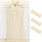 Ivory Cheesecloth Table Runner Farmhouse Fall Table Runner 10ft, 12 Pack