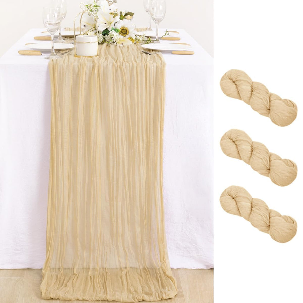 Ivory Cheesecloth Table Runner Farmhouse Fall Table Runner 10ft, 12 Pack