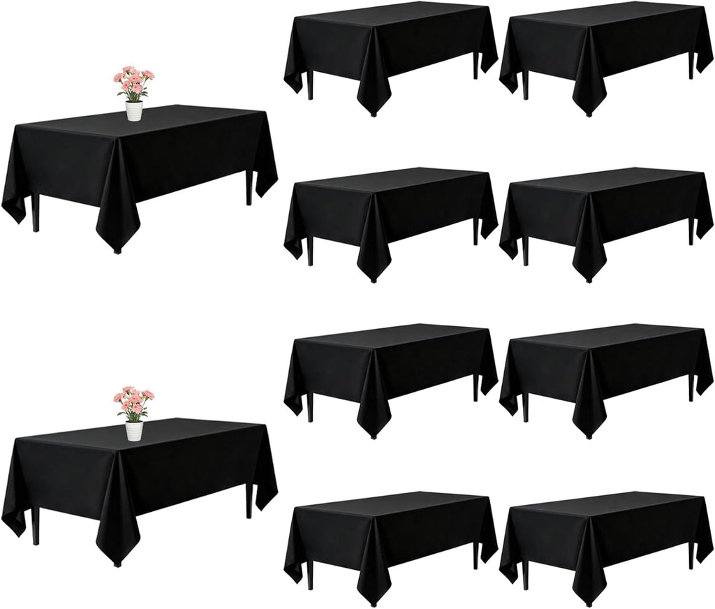 10 Pack Black Tablecloths 60 x 126 Inch for 8 Foot Rectangle Tables